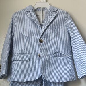 Janie and Jack Light Blue Striped Blazer & Pants Set